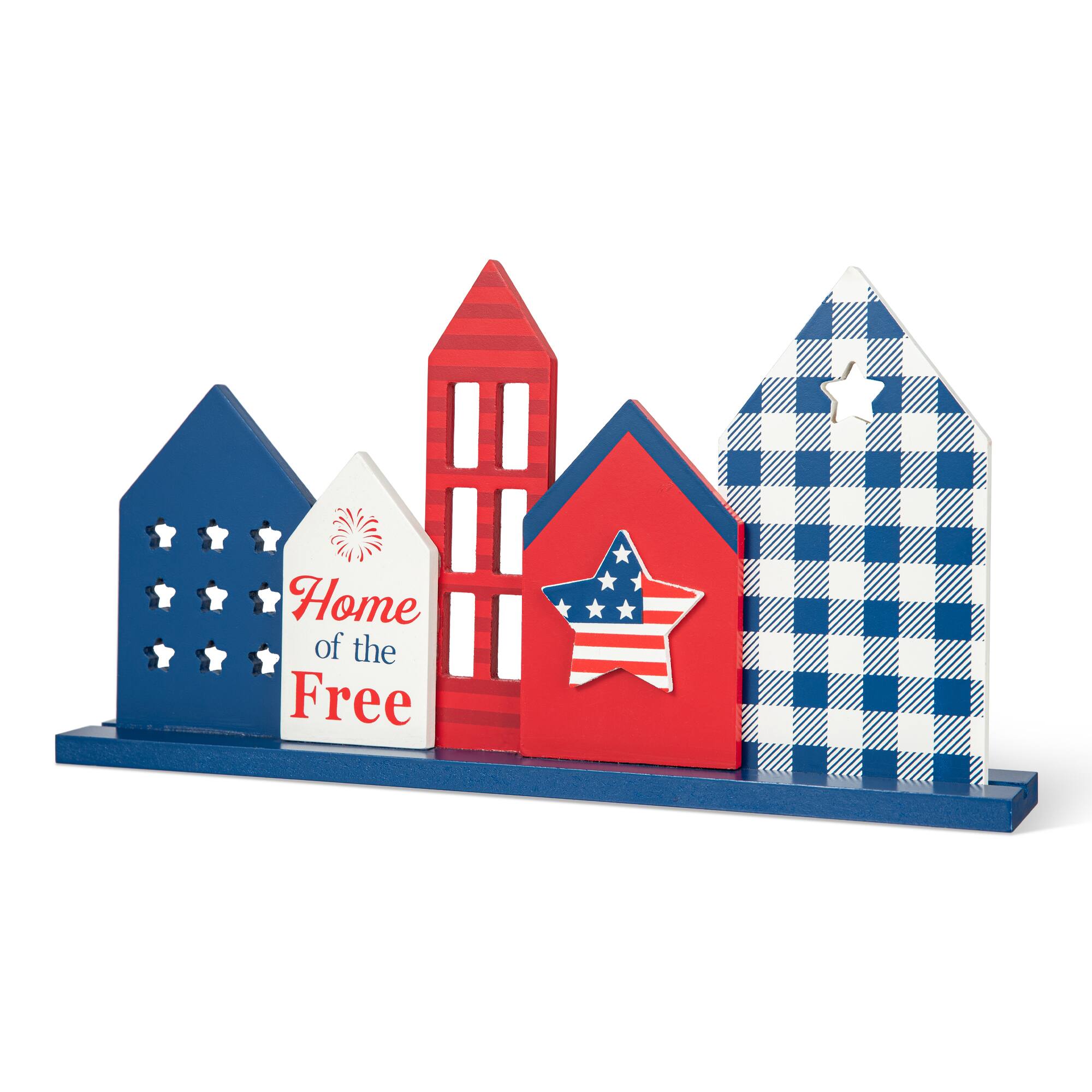 Glitzhome® 16" Wooden Patriotic America House Table Décor